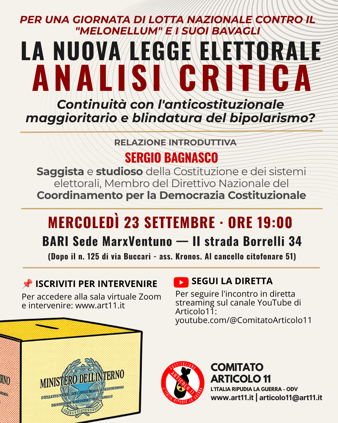 Locandina Evento - La nuova legge elettorale: Analisi critica